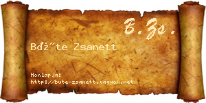 Büte Zsanett névjegykártya